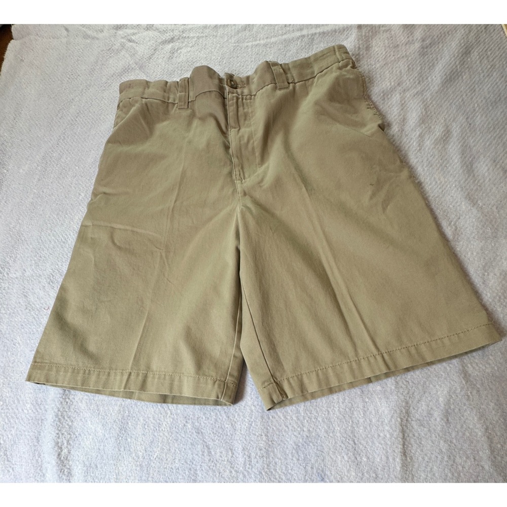 Harbor Bay Mens Khaki Chino Shorts Tan Flat Front Size 36 Long Cotton Twill